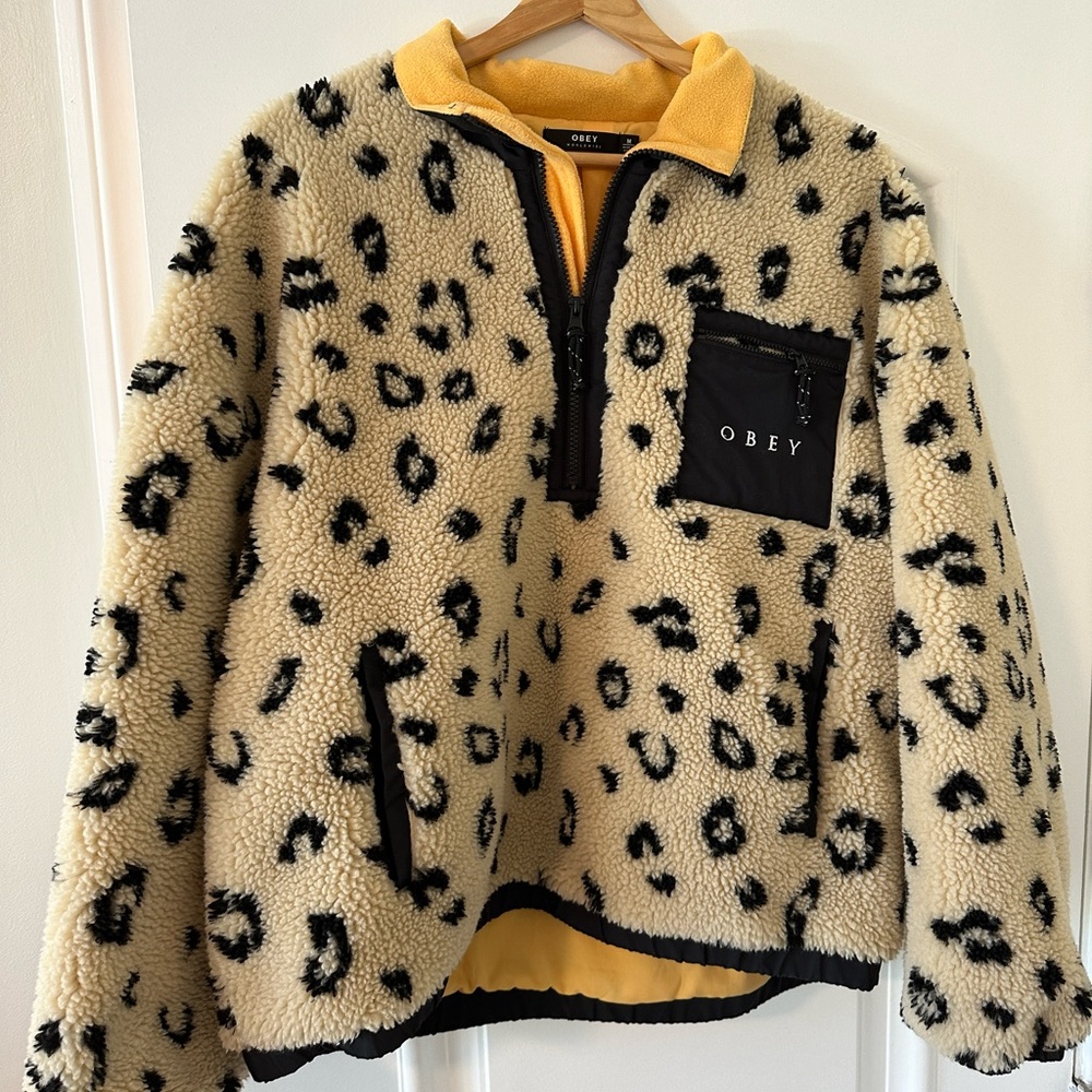 Women’s Obey half zip leopard fleece